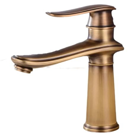 Badezimmer Armatur Badezimmer Schwarze Bronze Heißes Und Kaltes Waschbecken Gebürsteter Retro-Wasserhahn Shampoo-Tischbecken Schwarzes Vollkupfer Hellbrauner Kurzer Stil