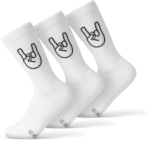 FYNGERS | 3er Set | Sportsocken mit Handzeichen | Weiß | Bio-Baumwolle | Top Qualität