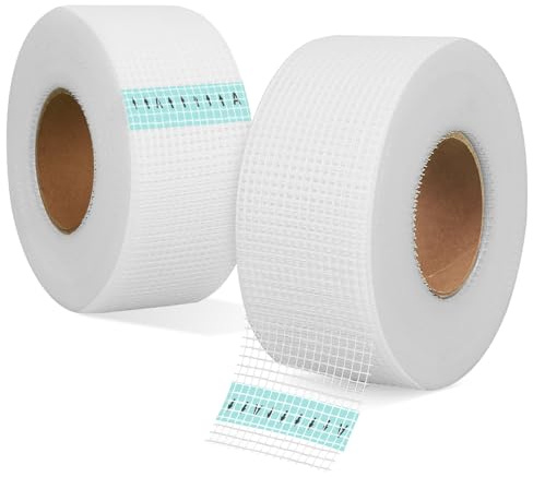 HIMOMO 2pcs Fugenband Selbstklebend 5cm x 45m, Gipskarton-Fugenband mit Isoliergitter, Netz-Dichtungsband, Gewebeband Bewehrungsstreifen für Gipskartonplatten, Risse und Löcher