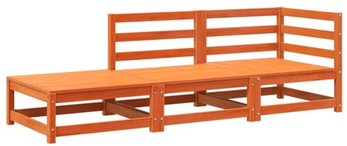 vidaXL Gartensofa mit Fußhocker 2-Sitzer Wachsbraun Massivholz Kiefer