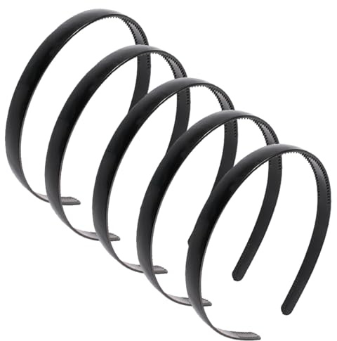 Visxcnu 6 Pièces Bandeau Peigne De Dents Bandeaux Unis En Plastique, pour Fille Femmes, Le Maquillage, Lavage Du Visage, Antidérapant Sport Cheveux Hoop Band, Accessoires (10MM, Le Noir)