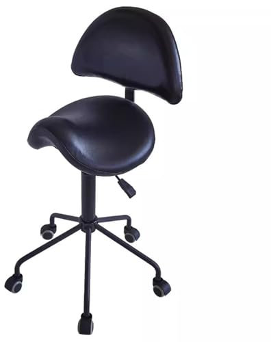 Sattelhocker Verstellbarer Sattelstuhl mit Rückenlehne, 65–80 Cm Extra Hoher Sattelhocker für Stylisten/ Hygieniker/ Lash-Techniker, Ergonomischer Salonsitz für Die Zahnarztpraxis ( Color : Black )