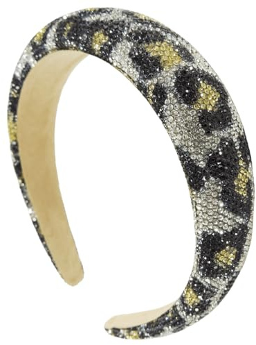 scicent Haarreifen Mädchen Strass Stirnbänder Glitzer Gepolstertes Haar Zubehör Kristall Verziert Haarbands Dickes Barock Haarreif Breite Kopfbedeckung für Frauen Damen - 29515