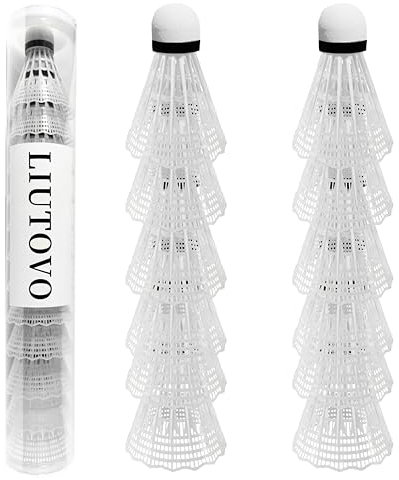 LIUTOVO Nylon-Badminton-Federbälle, Nylon, Federbälle, Badminton, große Stabilität und Haltbarkeit, für drinnen und draußen, Sport, hohe Geschwindigkeit, Training, Badmintonbälle, Weiß, 12 Stück