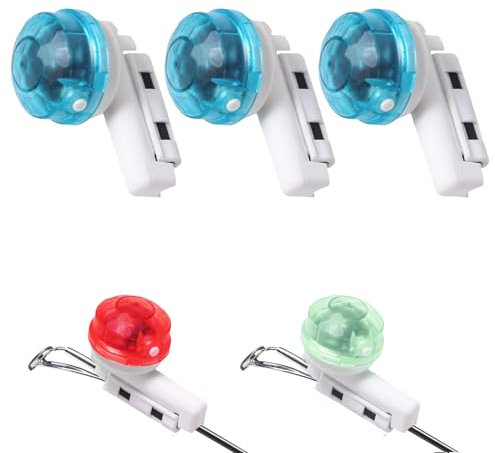 Begonia 3 Stück Bissanzeiger Angeln, LED Alarm Leuchte Angeln mit Piep Alarm, Angeln Alarm Glocke - Gravity Sensing, Clip On Fischbissanzeiger für Nachtangeln und Meeresangeln