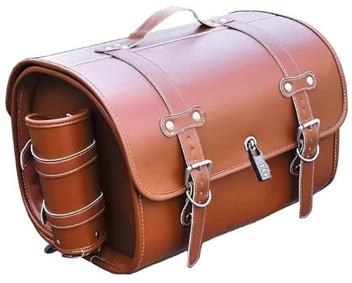 PUBIBD Motorrad Hecktasche für Honda NC700 Nc700x NC 700 / S/X Integra, wasserdichte Leder Motorrad Pannier Satteltasche Reisetasche, 33L Große Kapazität Motorrad Werkzeugtasche,D Light Brown