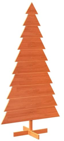 vidaXL Árbol Navidad de Adorno Madera Maciza Pino marrón Cera 180 cm