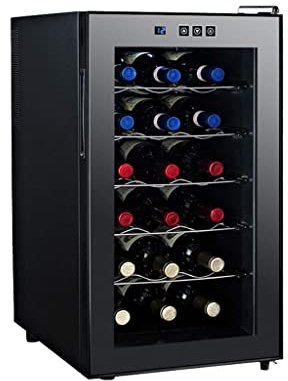 IUBGFTO Wine Cooler,18 Bottle Wine Refrigerator,with Fashion Look,Quick And Silent Cooling System,Double-Layer Mirror Glass Door