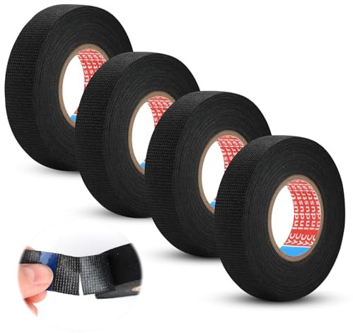 Frypay Ruban de Câbles Résistant à la Chaleur Rubans ÉLectrique Bande Isolant en Tissu d'Acétate Ruban Adhésif pour Faisceau Ruban de Câblage Automobile 4PCS