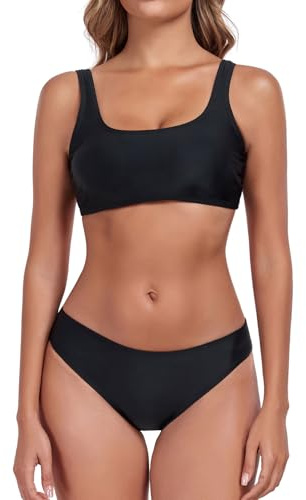 Deewrichy Women's Bikini Sets Sports U Back Two Piece Swimsuits Swimwear | Scoop Neck,Wide Straps,Removable Pads,Moderate Rear Coverage for swimming pool,SPA,or beach