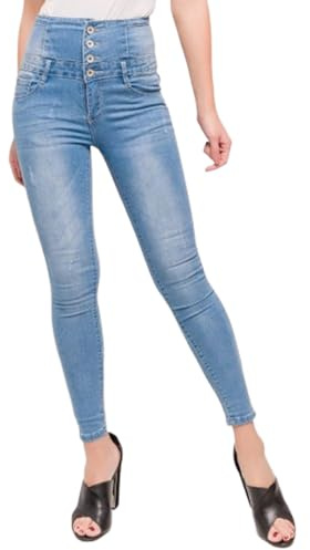 Glook Mujer Pantalones Vaquero Skinny Push Up Pantalones Elástico Jeans Cintura Alta