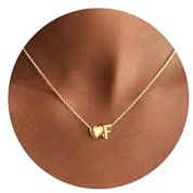 TINGN Halskette Damen Gold - 14K Vergoldete Kette mit Buchstaben Goldene Kette Herz Damen Frauen Schmuck Mädchen Initialen A-Z Geschenke für Frauen Mädchen Mama Geburtstag