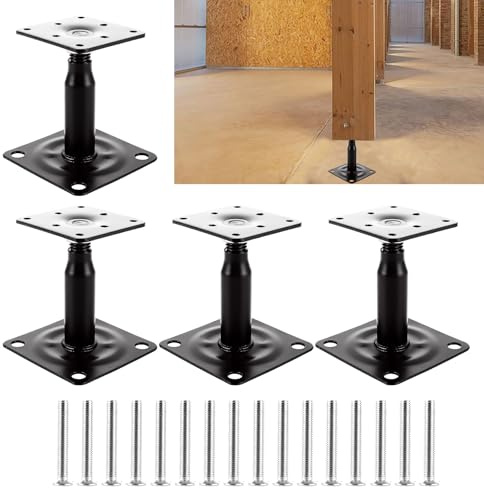 FWEEK 4 Stück Pfostenträger, Verzinkte 150-190 mm Pfostenträger höhenverstellbare, Stützenfuß Bodenfuß für Zäune, Unterstände, Carports, Pergolen, Bauarbeiten