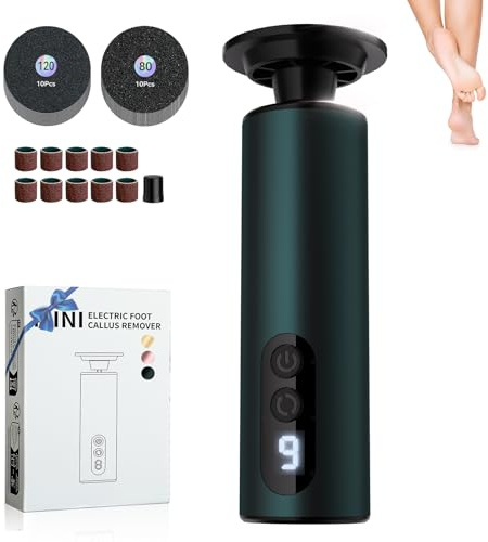 LOZLTX 2025 Hornhautentferner Elektrisch 【99,92% in 3 Min Entfernt】 【10S Autostop】9-Stufen Präzision mit LED, Wechselbare Schleifscheiben für raue Fersen & Nagelpflege (Grau) Schleifpapier