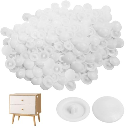 GVSS 200 Pièces Cache Vis Blanc Rond,Capuchons en Plastique Cruciforme 7-8 mm Imperméables,Protection Décorative pour Meubles et Installation Murale