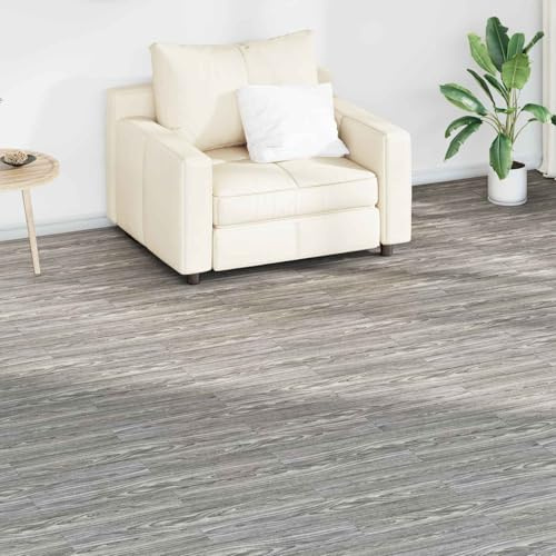 Pavimenti in PVC, 18 pezzi, grigio scuro, 2,51 m², autoadesivi, con moderno effetto legno, per interni, soggiorno, camera da letto, cucina, corridoio, ristrutturazione