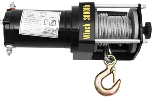 Montacargas eléctrico Cabrestante eléctrico de 1300kg, cuerda 6m con Control remoto inalámbrico, taller, garaje, barco, remolque, Quad ATV Polipasto Eléctrico de Cable