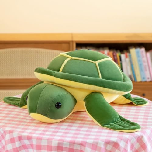 JORCEDI Kuscheltier Schildkröte Plüschtier 30 cm, 40 cm, 50 cm, Premium Meeresschildkröte Stofftier, Weiches Kuschelkissen Schlaf-Begleiter, Ozean Deko Geschenk für Kinder, Grün (A,40CM)
