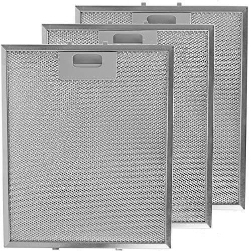 Spares2go - Filtros de grasa universales para campana extractora de cocina, rejilla de metal, 3 unidades, 300 x 250 mm, color plateado