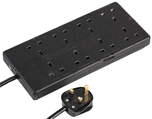 PRO ELEC PEL01375 8 Gang Extension Lead 2m, Black
