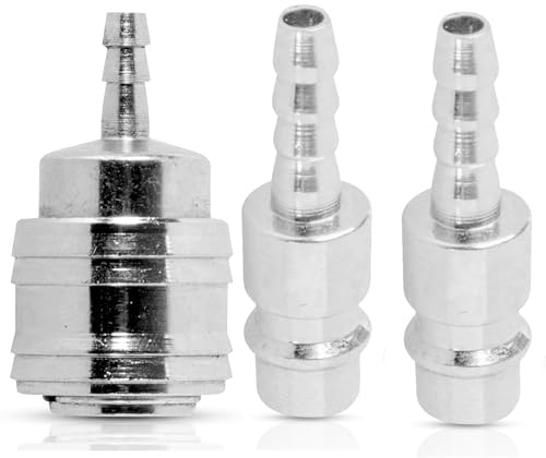 Dapetz ® 3Pcs Euro Air Line Hose Fitting Compressor Connectors Quick Release Barb Bayonet 6mm Hose Tail QR Coupler Fittings Kit Zinc Plated Finish