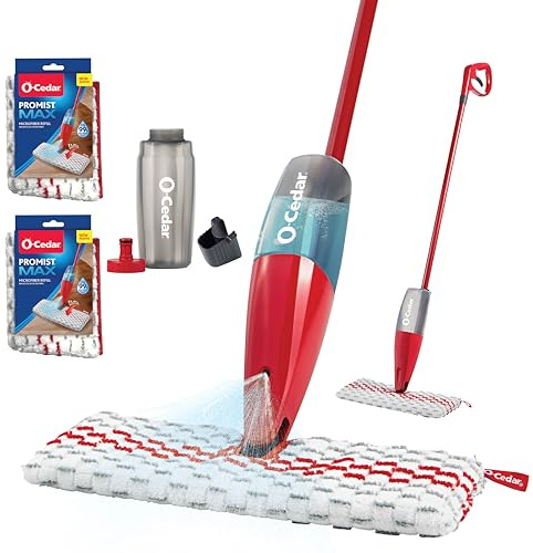 O-Cedar ProMist MAX Spray Mop, PMM with 2 Extra Refills, Red