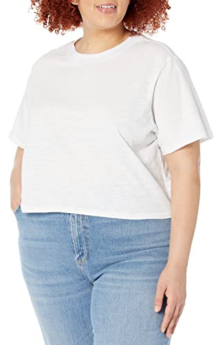 The Drop Sydney T-shirt corta, a girocollo, maniche corte da Donna, Bianco, L