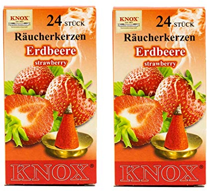 KNOX Lot de 2 cônes d'encens - Fraise - Quantité : 48 pièces - Fabriqué en Allemagne
