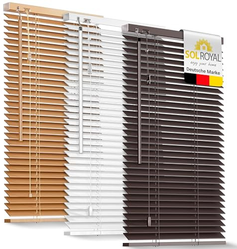 Sol Royal Store Venitien 60x130 cm JH3 – Store Venitien Bois à Lamelles Écologiques Marron foncé – Stores Vénitiens intérieurs pour Fenêtres et Portes