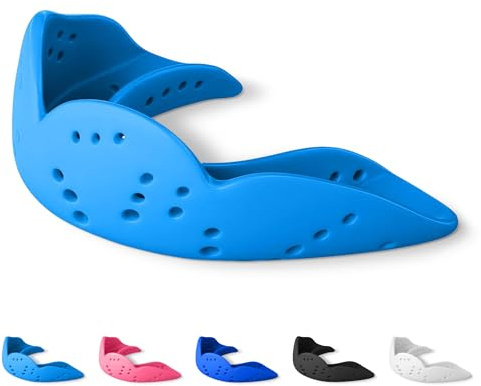 SISU Aero Small Mouthguard, Electric Blue - 30% Stronger Protection for Lacrosse, Football, Hockey, Roller Derby, Team Sports - Remoldable Up to 20 Times - Ultra Slim - Non Toxic