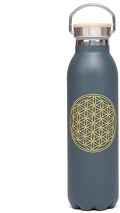bodhi Thermosflasche | Isolierte Trinkflasche aus Edelstahl | 100% Dicht & Auslaufsicher | Kalte & Warme Getränke | Veredelt mit Design Motiv | Für Sport und im Alltag (Blume des Lebens)