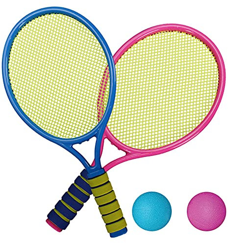 JAWSEU Kinder Schläger Set mit Tennisball, Tennis Badminton Schläger Set Draussen Spielzeug für Kinder, Tennis Racket Beach Tennis Garten Sports Spielzeug