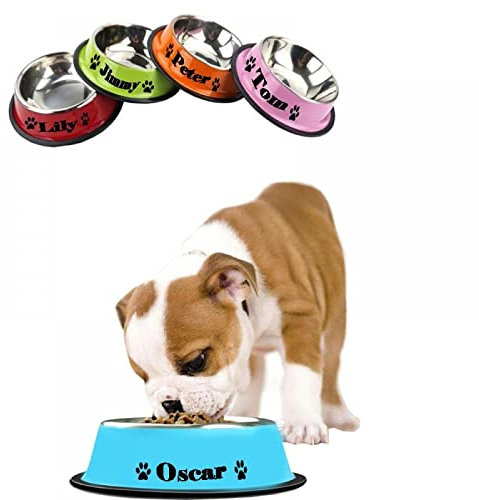 CZD Personalized Dog Bowl with Your Pet's Name,Personalised Pet Bowls,Dog Food and Water Bowl,Dog Water Bowl Large,Stainless Steel Dog Bowls (26cm x20cm)