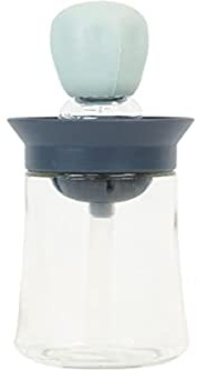 Fisura – Botella de aceite con pincel. Aceitera cristal de 180 ml. Dispensador de aceite con pincel para barbacoa y cocina. Silicona y cristal. (Azul)