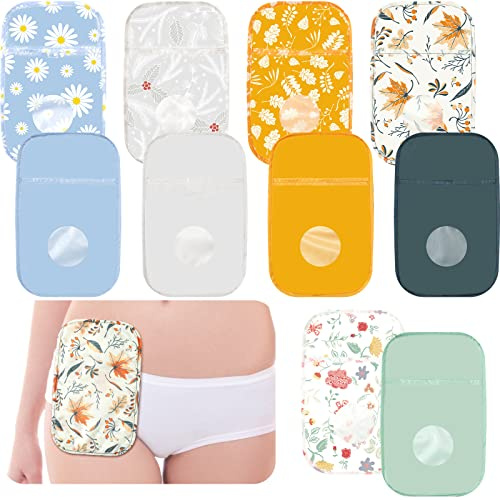 10 Pcs Ostomy Bag Covers Waterproof Shower Cover Lightweight Colostomy Bag Covers Washable Ostomy Pouch Liner with Adjustable Opening for Women Men Care Protector