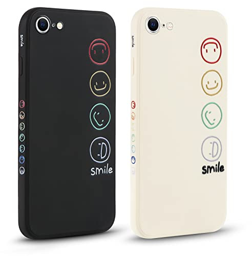 Pnakqil 2 stück Handyhülle für iPhone 7/8 / iPhone SE 2022/2020 4,7, Hülle Süßes Bemaltes Glücklich Lächeln Design Case Tasche für Damen Geschenk Modische TPU Stoßfeste Kameratasche Schutzhülle
