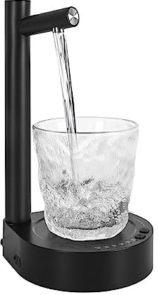 Dispenser Acqua USB Ricaricabile Automatico Pompa per Bottiglia d'Acqua Portabile con Base Distributore Acqua Universale per Campeggio Ufficio Casa (nero)