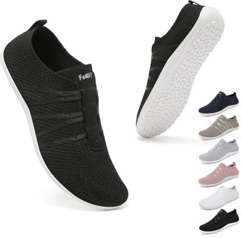 Geweo Unisex Barfota Skor Dam Herr Minimalistiska Traillöparskor Träningsskor Löparskor Barfotaskor Slip On Sneakers Zero Drop Soles Svart 43EU