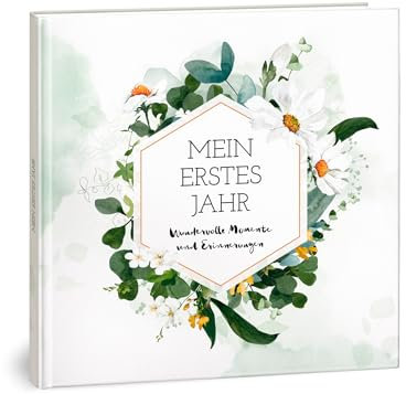 Babyalbum Mein erstes Jahr - Baby Erinnerungsbuch für die schönsten Momente - Das Babybuch zum Ausfüllen fürs 1. Lebensjahr - Ein besonderes Geschenk zur Geburt: Weiße Blumen (ohne Prägung)
