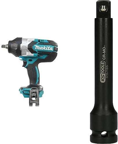 Makita DTW1002Z Akku-Schlagschrauber 18,0 V (ohne Akku, ohne Ladegerät), Blau & KS Tools 515.1135 1/2 Kraft-Verlängerung, 125mm