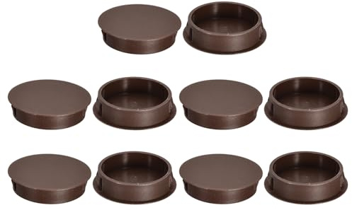 QUARKZMAN Tappi per Fori in Plastica 40mm/1,57, 10pz Tappo di Copertura in Plastica Tipo a Incasso, Tappi Rotondi per Pannelli per Mobili, Inserti per Estremità, Marrone