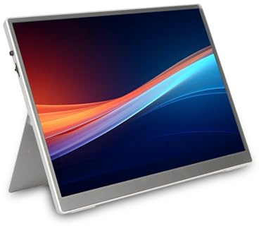 Monitor Portatile 10,5 Pollici HD, Display IPS con Alimentazione, Doppi Altoparlanti Integrati, Schermo Portatile con Supporto Regolabile per PC Tablet iOS