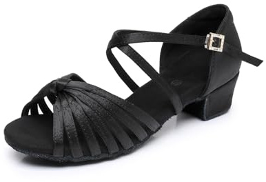 Rosefinch Latein Tanzschuhe für Mädchen Damen Salsa Tango Ballroom Praxis Tanzschuhe Schwarz 37EU