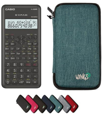 Casio fx-82MS 2nd Edition inkl. WYNGS Schutztasche Türkis - Wissenschaftlicher Taschenrechner - Basic Set