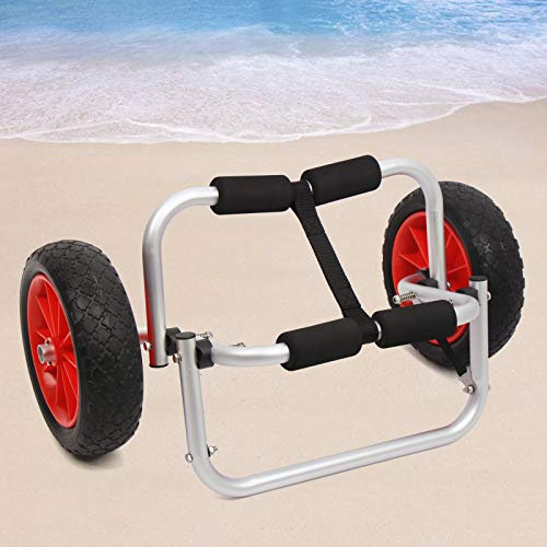 Chariot de canoë avec 2 roues – Chariot de transport robuste pour le transport de kayaks canoës paddle – Support universel de transport de bateau de 68 kg – Outil de chariot réglable pour tapis