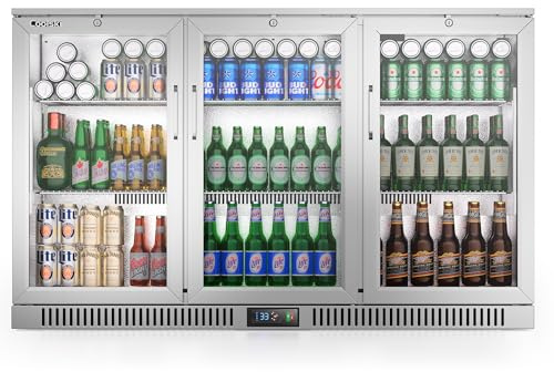 Coolski 53 Inch Beverage Refrigerator with 3 Doors, Commercial Back Bar Cooler for Beer Soda, Undercounter Display Fridge for Bar Restaurant Home, 12 Cu.Ft. LED Lighting ETL NSF Approved
