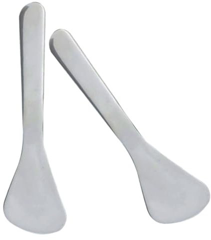 Ipetboom 2pezzi Spatola Per Trucco in Metallo Spatola Per Cosmetici Mini Applicatore Per Crema Forma Per Cura Viso e Occhi Pratico e Portatile