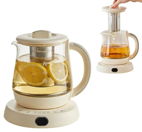 Vaso per la Salute, Bollitore Elettrico per Acqua Calda da 0,8 L, Macchina per Il tè da 600 W, Temperatura Controllabile da 40~90 ℃, Appuntamento di 12 Ore, Conservazione del Calore a Lunga Durata
