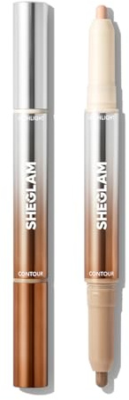 SHEGLAM Fine Line 2-In-1 Nose Contour & Highlight Pen Long Lasting Waterproof Cream Bronzer & Highlight Sticks-Umber