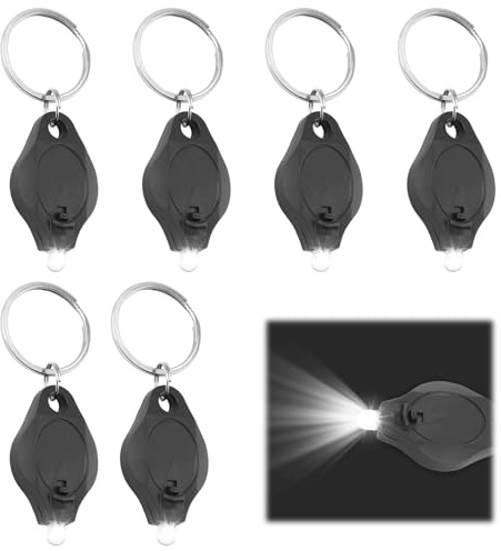 6Pcs Mini LED Flashlight Keychain, Portable LED Key Ring Torches Ultra Bright Key Ring Light Torch with Hook Super Bright Light Up Keyrings for Kids Adults Small Flashlight for Outdoor Emergency